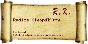 Radics Kleopátra névjegykártya